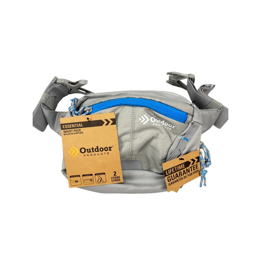 Outdoor Products Essential Waist Pack Gray Blue 2L Fanny Pack 1243AM-GRFN NEW